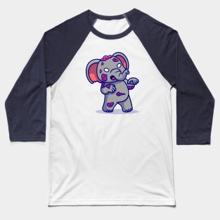 Cute Elephant Zombie Cartoon Baseball T-Shirt